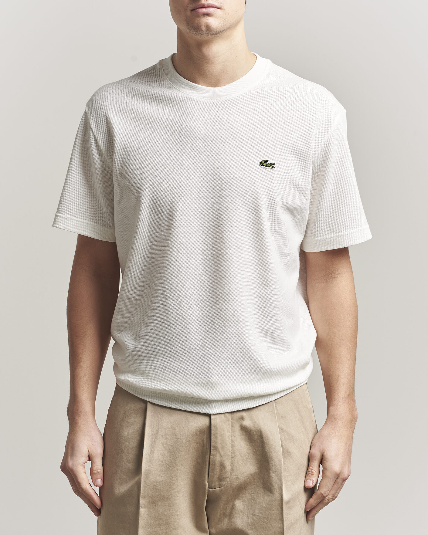 Hombres | Camisetas | Lacoste | Cotton/Linen Pique T-Shirt Flour