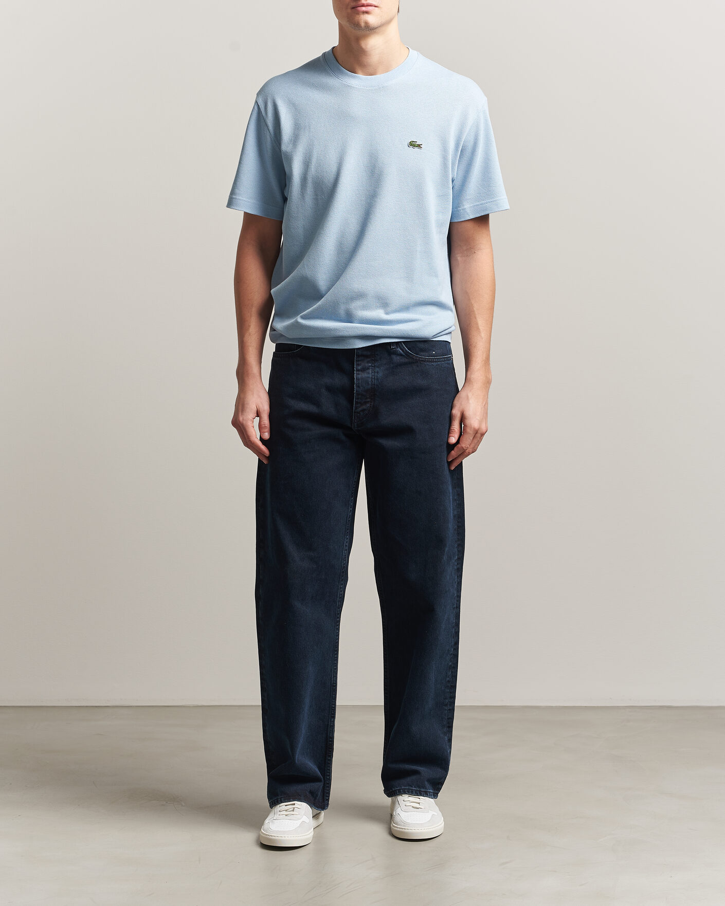 Hombres | Camisetas | Lacoste | Cotton/Linen Pique T-Shirt Light Blue