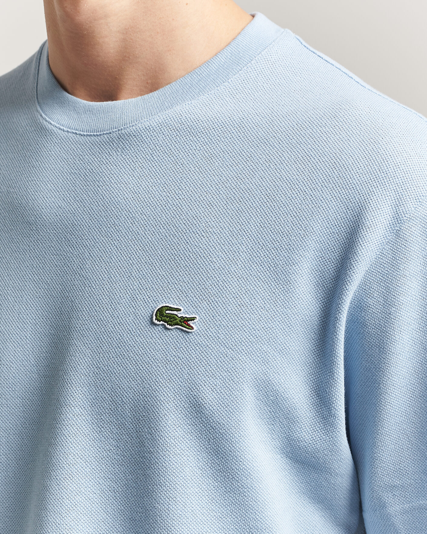 Hombres | Camisetas | Lacoste | Cotton/Linen Pique T-Shirt Light Blue