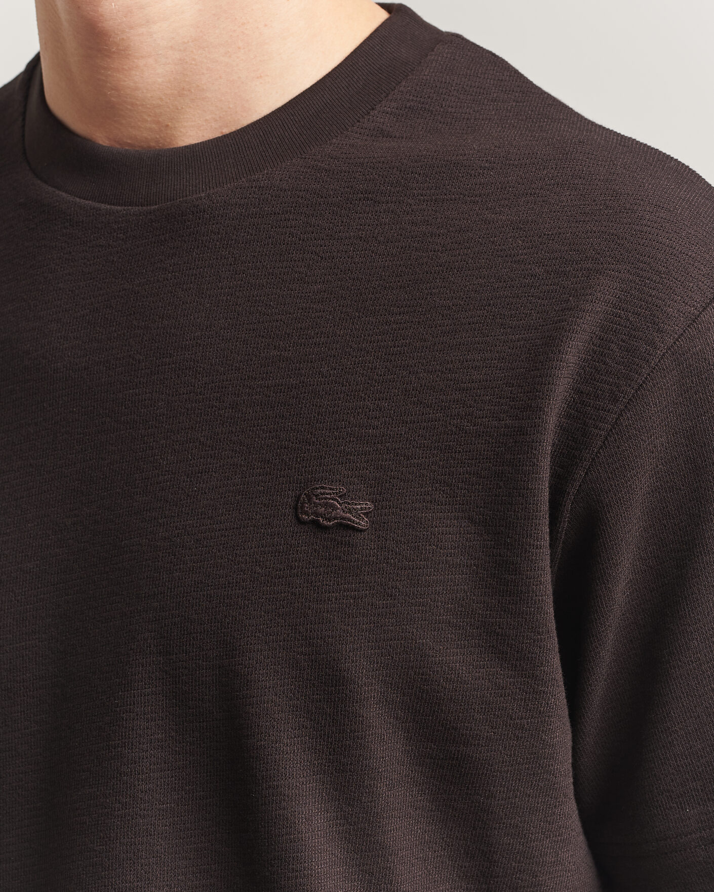 Hombres | Camisetas | Lacoste | Textured Cotton T-Shirt Buffalo Brown