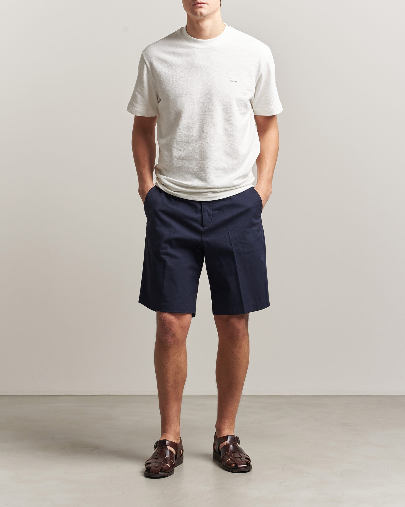 Hombres | Camisetas | Lacoste | Textured Cotton T-Shirt Flour