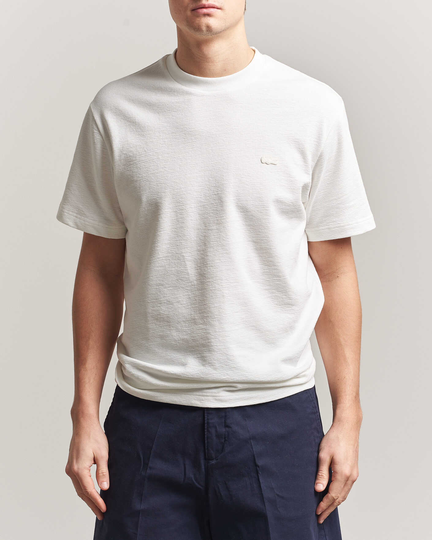 Hombres | Camisetas | Lacoste | Textured Cotton T-Shirt Flour