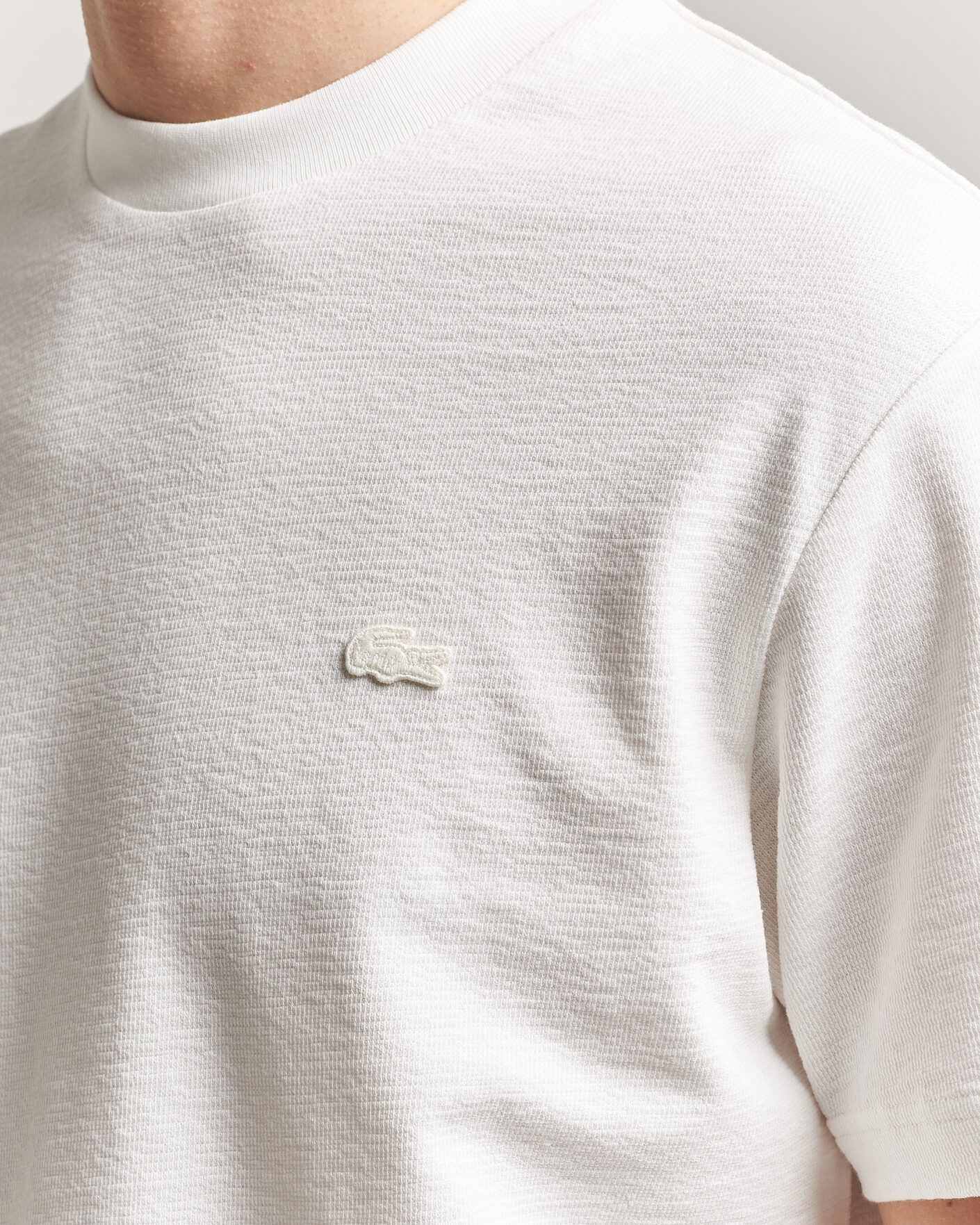Hombres | Camisetas | Lacoste | Textured Cotton T-Shirt Flour