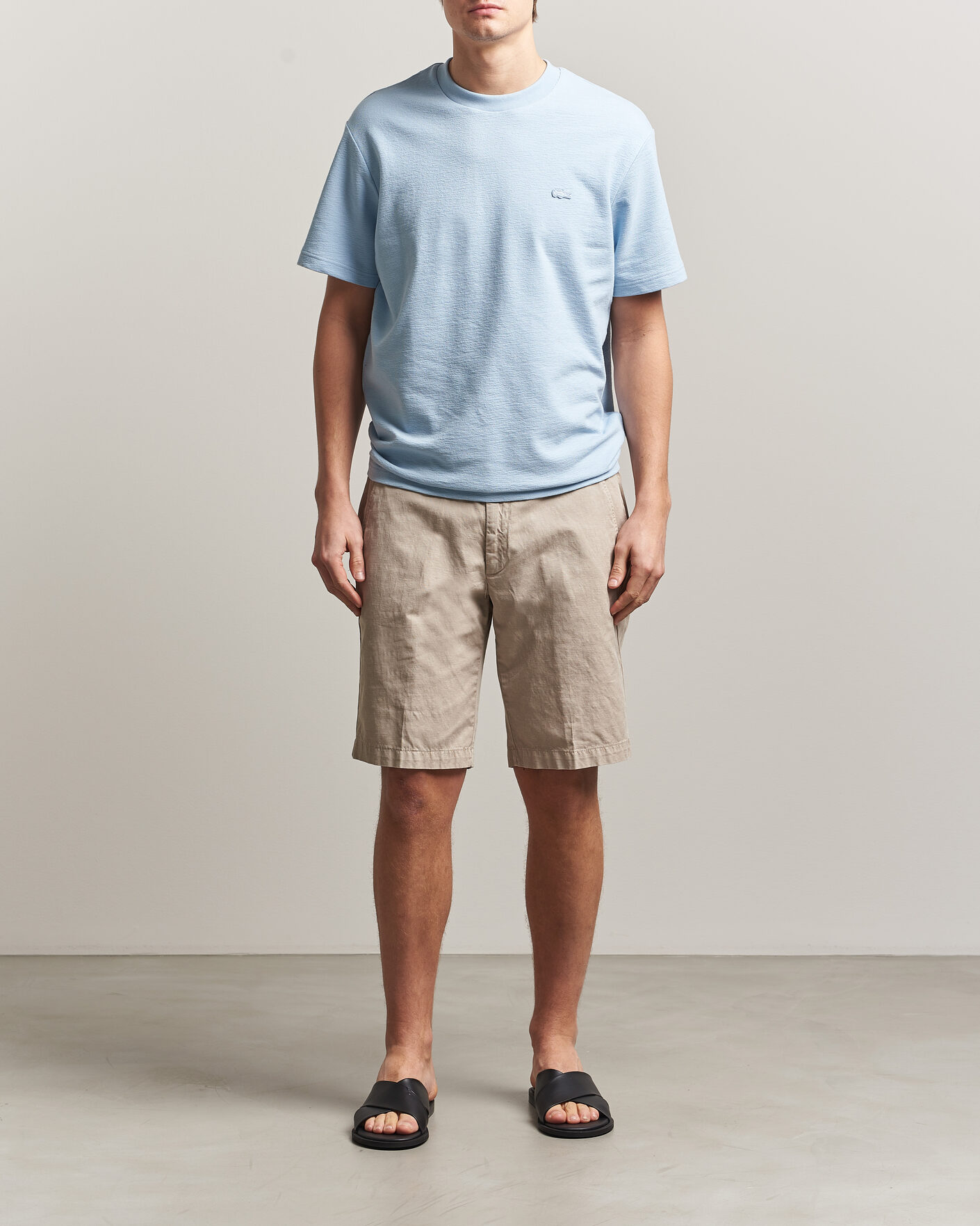 Hombres | Camisetas | Lacoste | Textured Cotton T-Shirt Light Blue