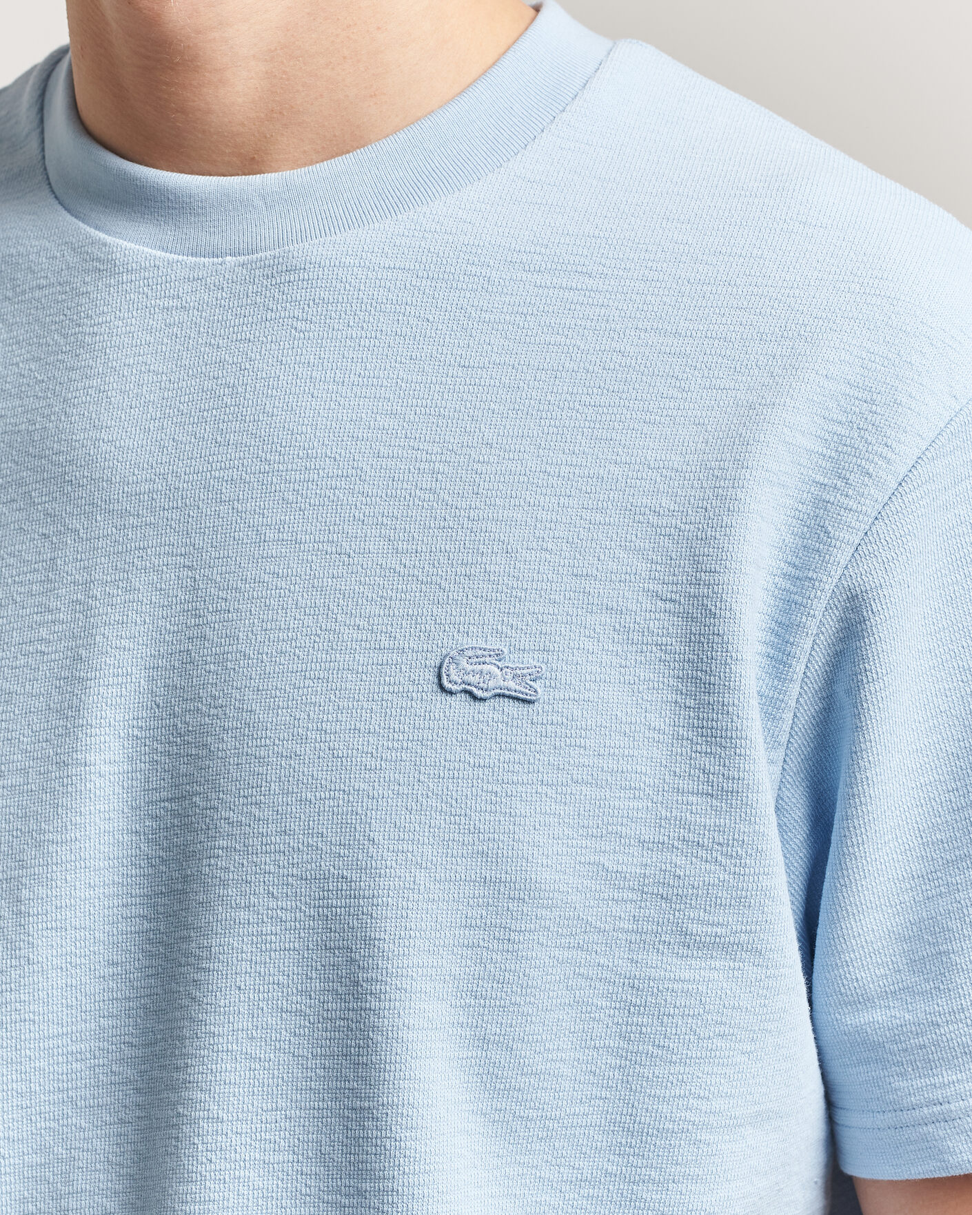 Hombres | Camisetas | Lacoste | Textured Cotton T-Shirt Light Blue
