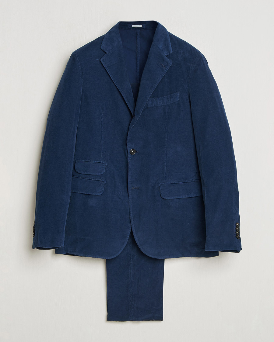 Hombres | Trajes | Massimo Alba | Sloop Corduroy Suit Midnight Blue