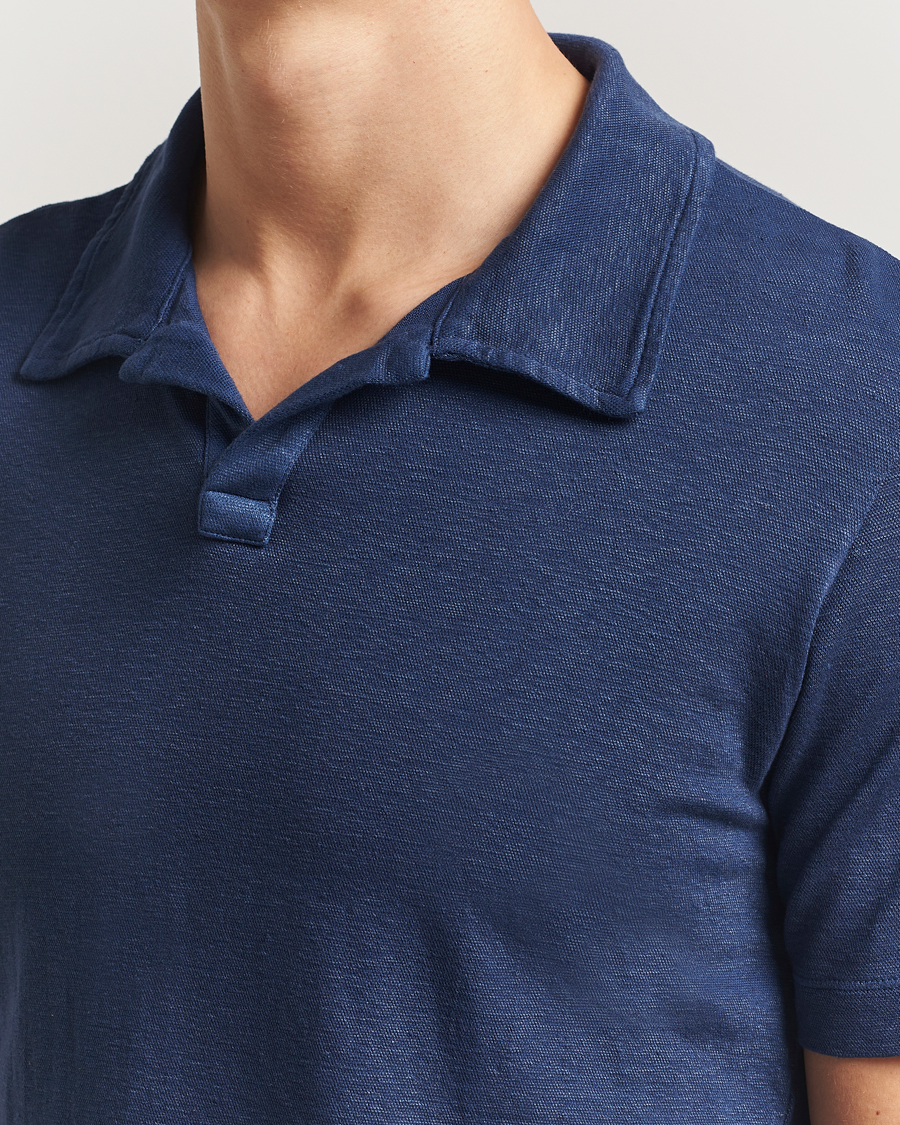 Hombres | Polos | Massimo Alba | Aruba Cotton/Linen Polo Midnight Blue