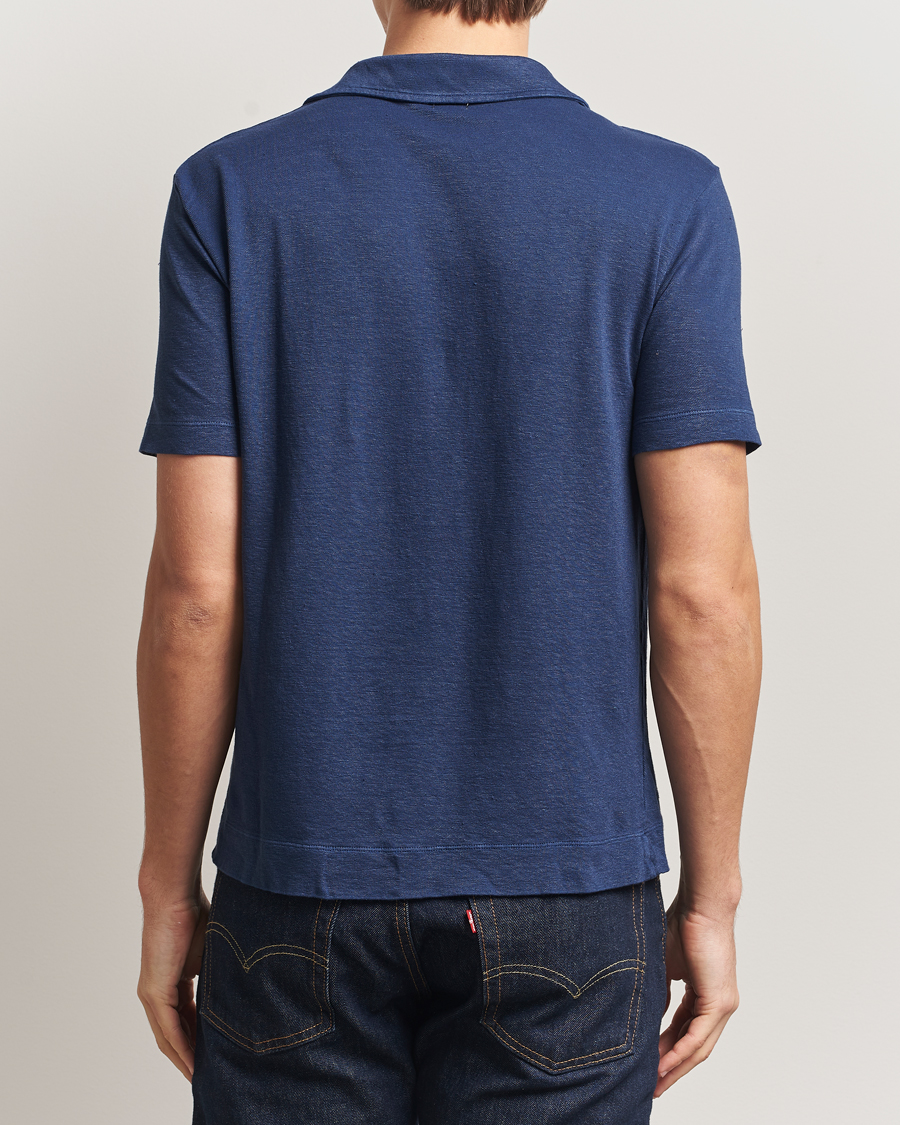 Hombres | Polos | Massimo Alba | Aruba Cotton/Linen Polo Midnight Blue