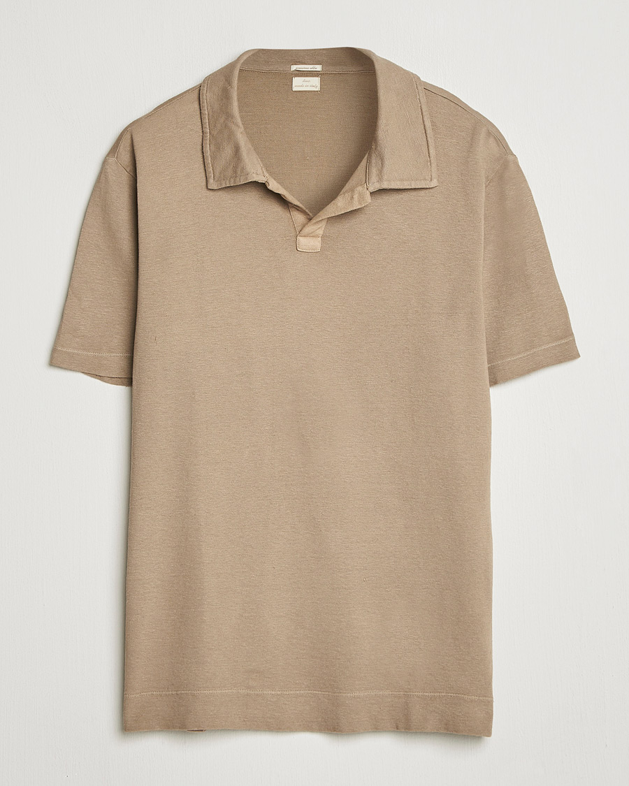 Hombres | Polos | Massimo Alba | Aruba Cotton/Linen Polo Camel