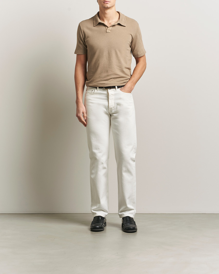 Hombres | Polos | Massimo Alba | Aruba Cotton/Linen Polo Camel