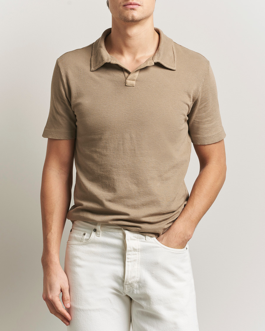 Hombres | Polos | Massimo Alba | Aruba Cotton/Linen Polo Camel