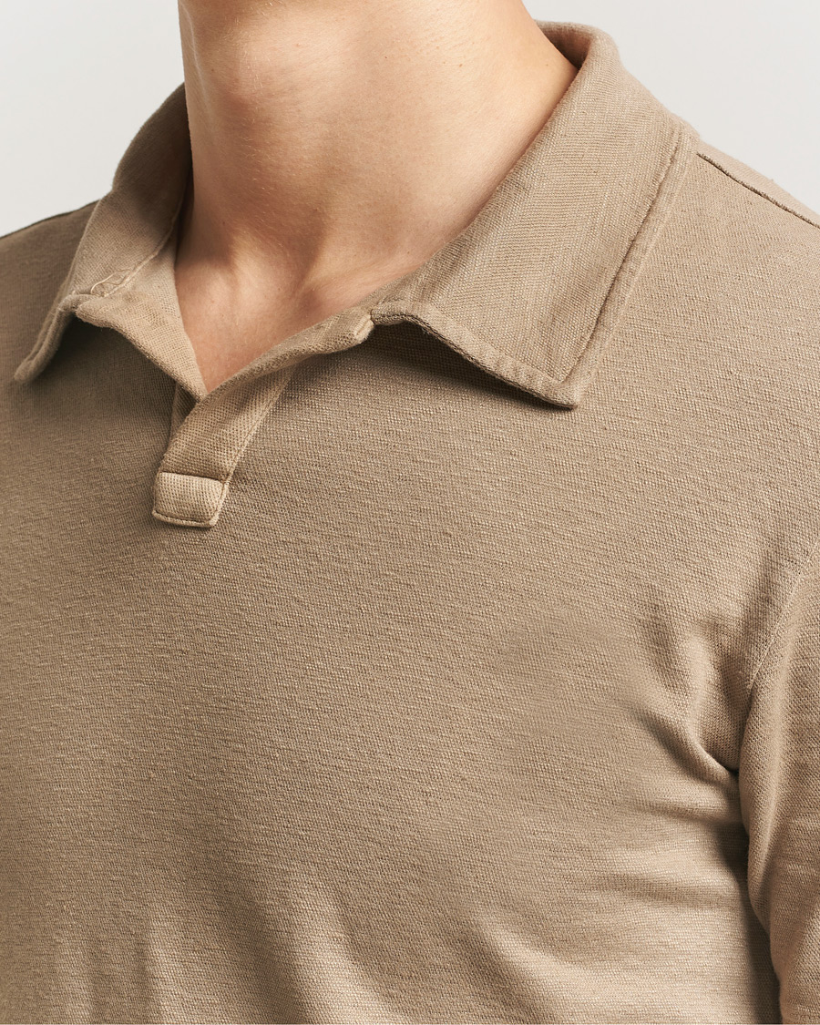 Hombres | Polos | Massimo Alba | Aruba Cotton/Linen Polo Camel