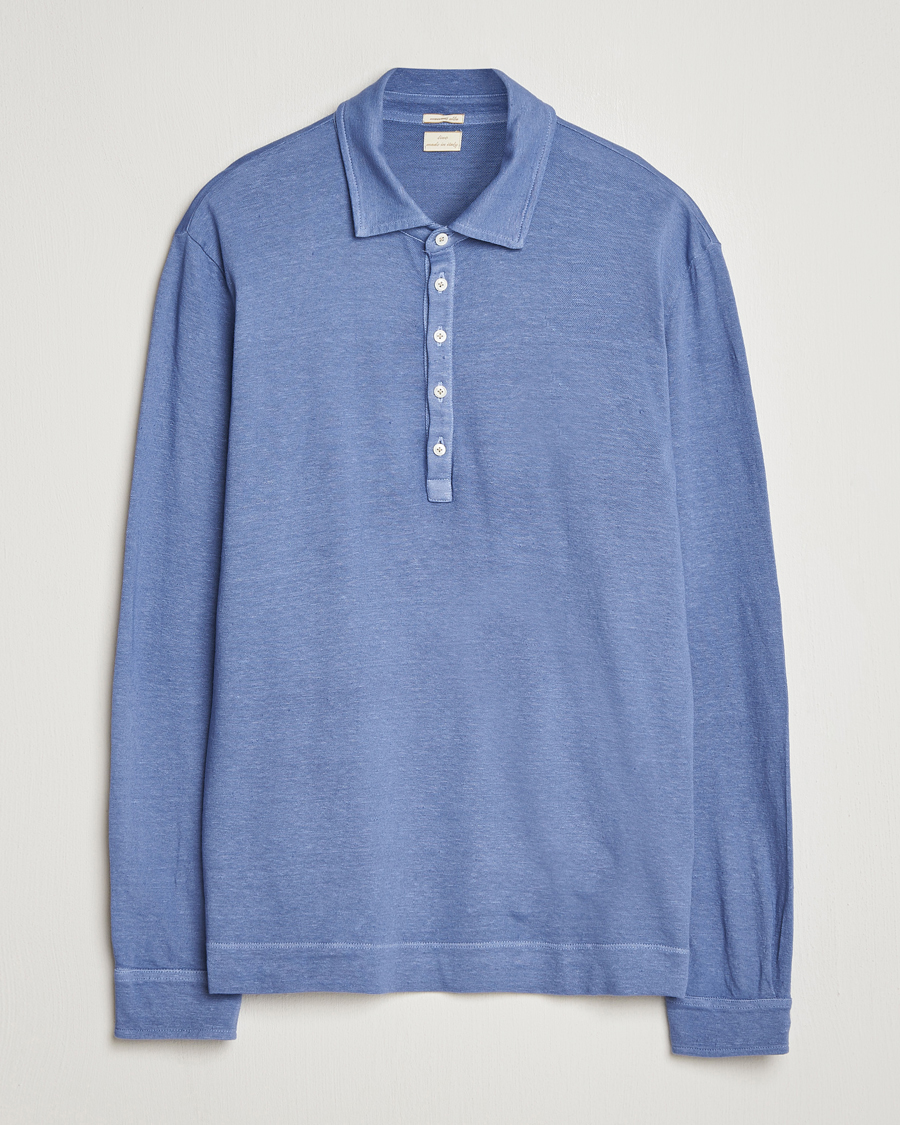 Hombres | Polos | Massimo Alba | Raya Cotton/Linen Long Sleeve Polo Tulip