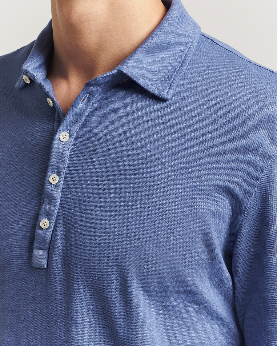 Hombres | Polos | Massimo Alba | Raya Cotton/Linen Long Sleeve Polo Tulip