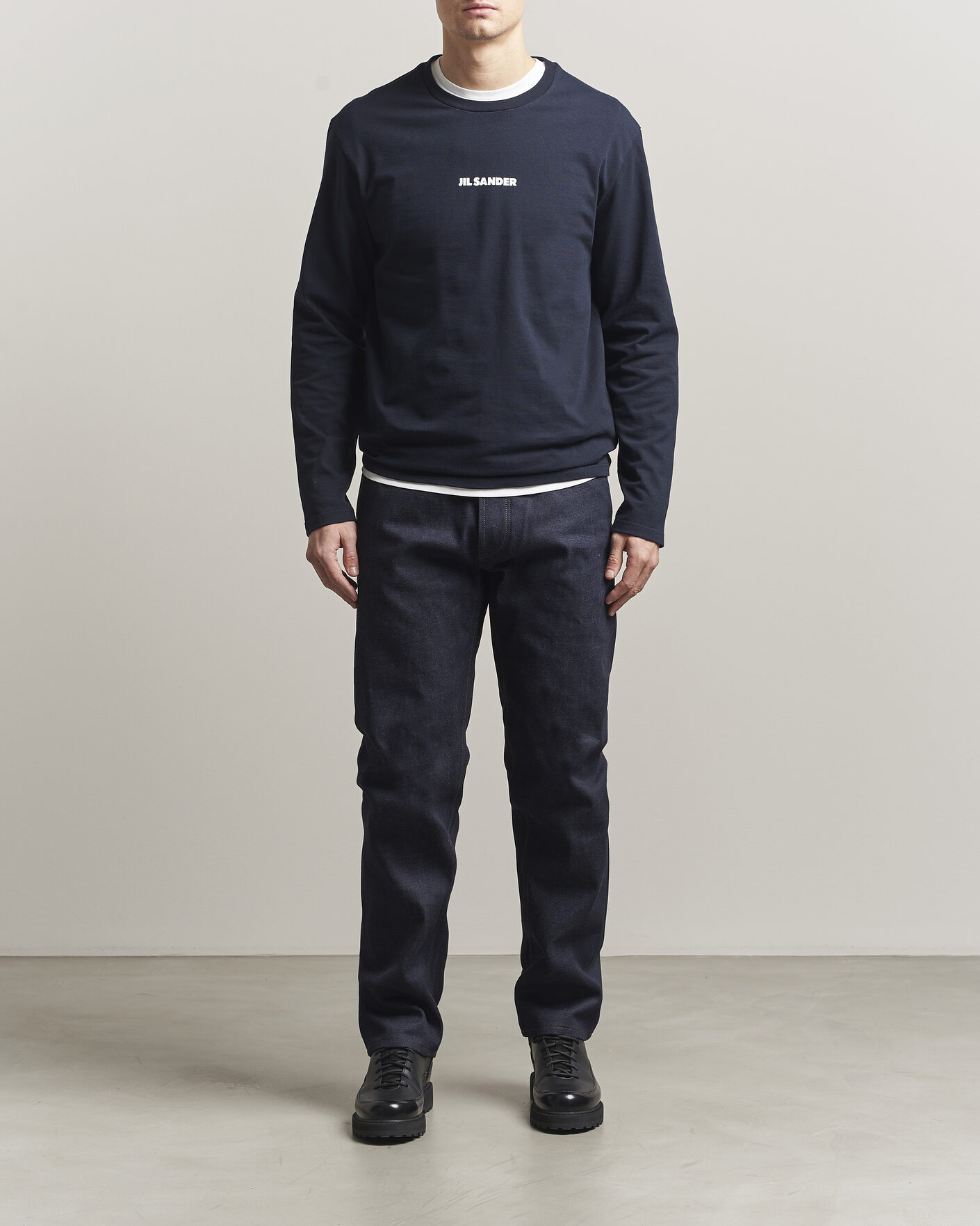 Hombres | Camisetas | Jil Sander | Long Sleeve Logo T-Shirt Navy