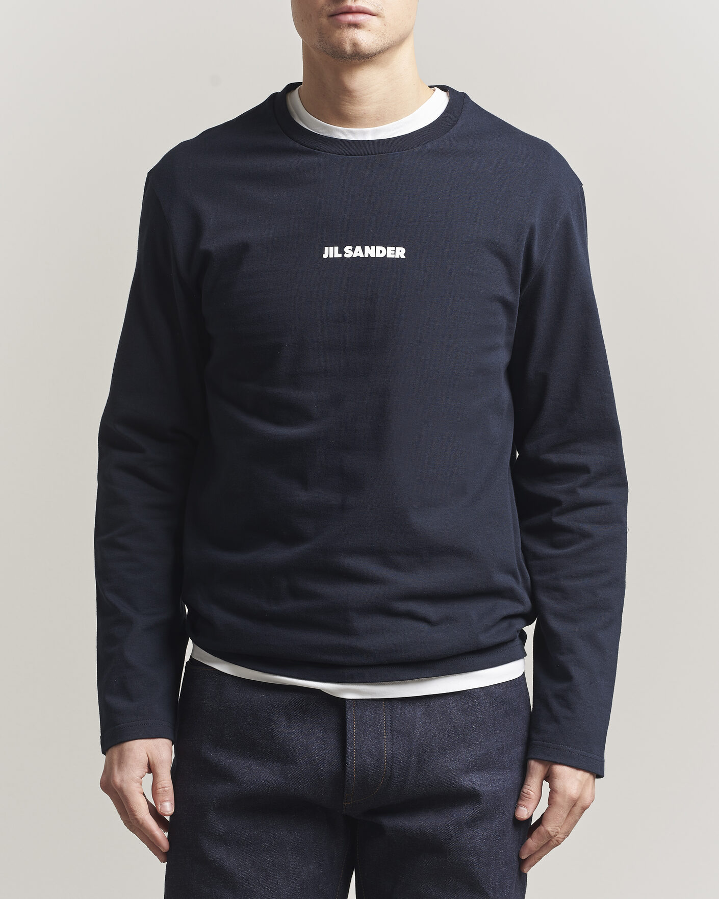 Hombres | Camisetas | Jil Sander | Long Sleeve Logo T-Shirt Navy