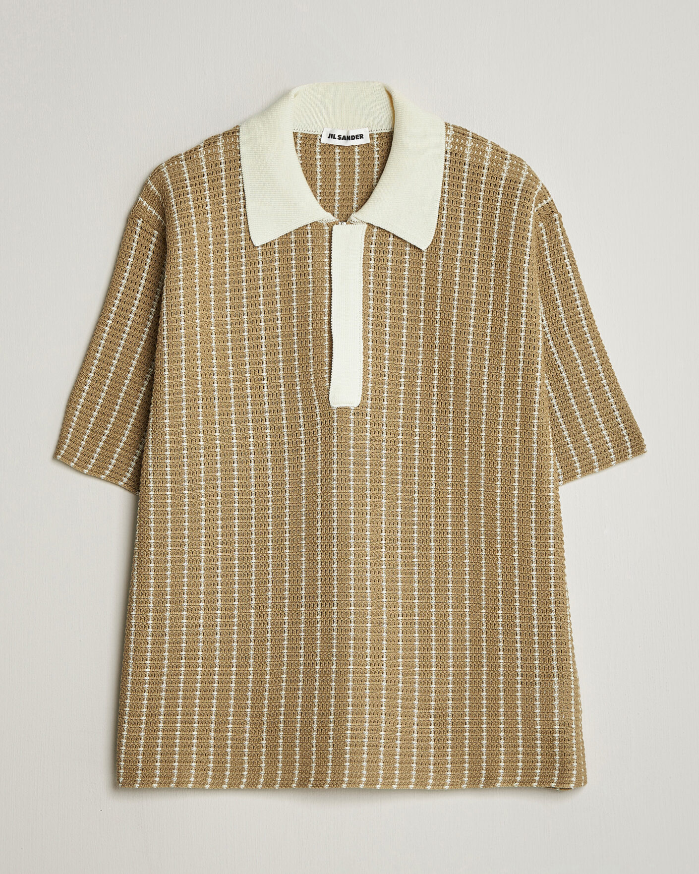 Hombres | Polos | Jil Sander | Net Stitch Knitted Polo Tobacco