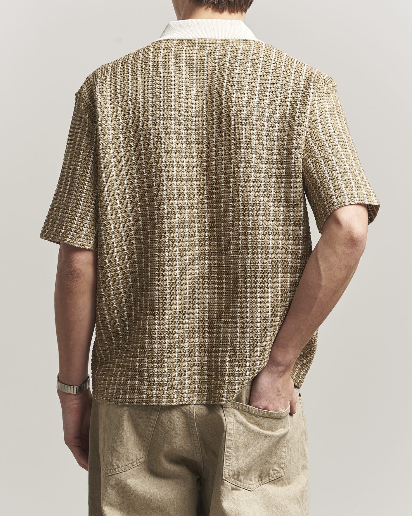 Hombres | Polos | Jil Sander | Net Stitch Knitted Polo Tobacco
