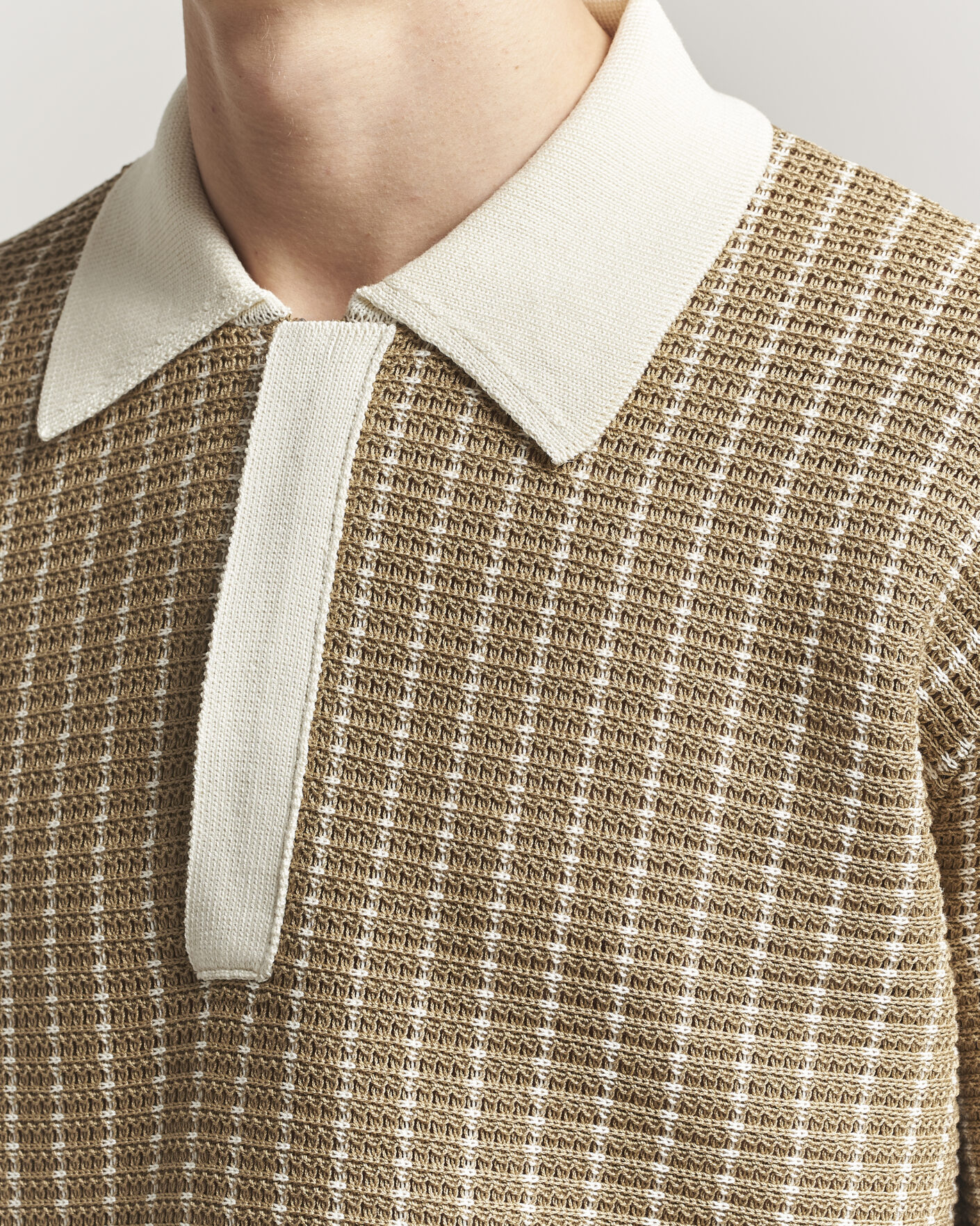 Hombres | Polos | Jil Sander | Net Stitch Knitted Polo Tobacco