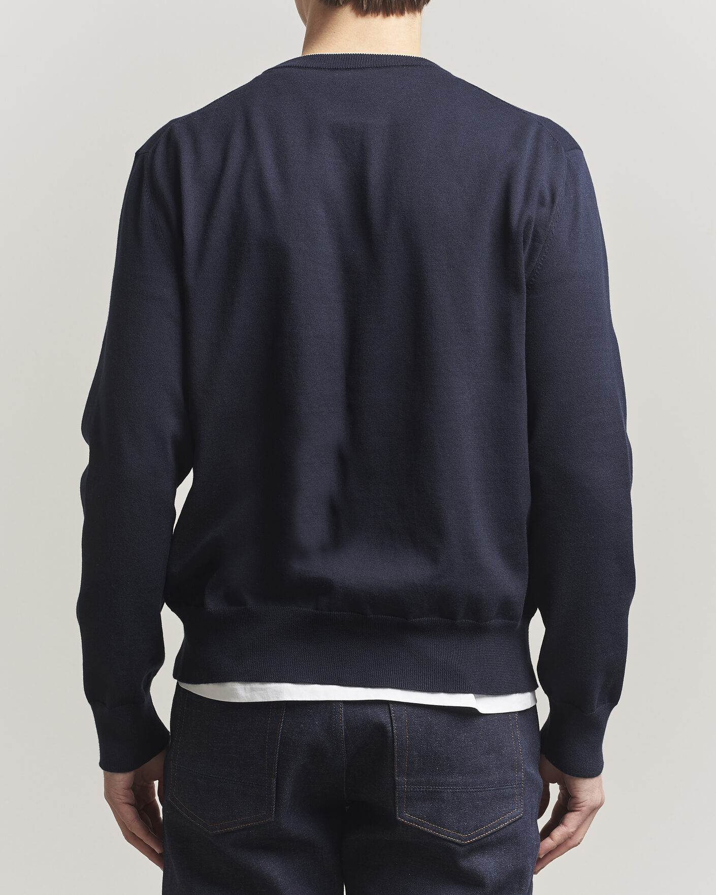 Hombres | Jerséis y prendas de punto | Jil Sander | Fine Cotton Contrast Pullover Navy