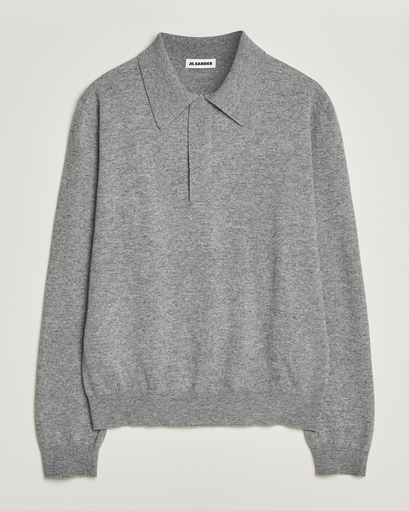 Hombres | Jerséis y prendas de punto | Jil Sander | Long Sleeve Knitted Wool Polo Grey Melange