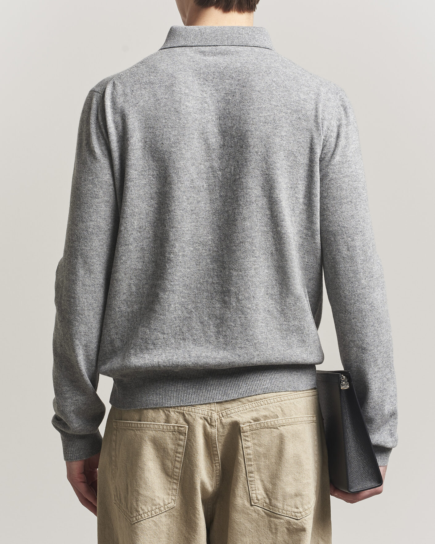 Hombres | Jerséis y prendas de punto | Jil Sander | Long Sleeve Knitted Wool Polo Grey Melange