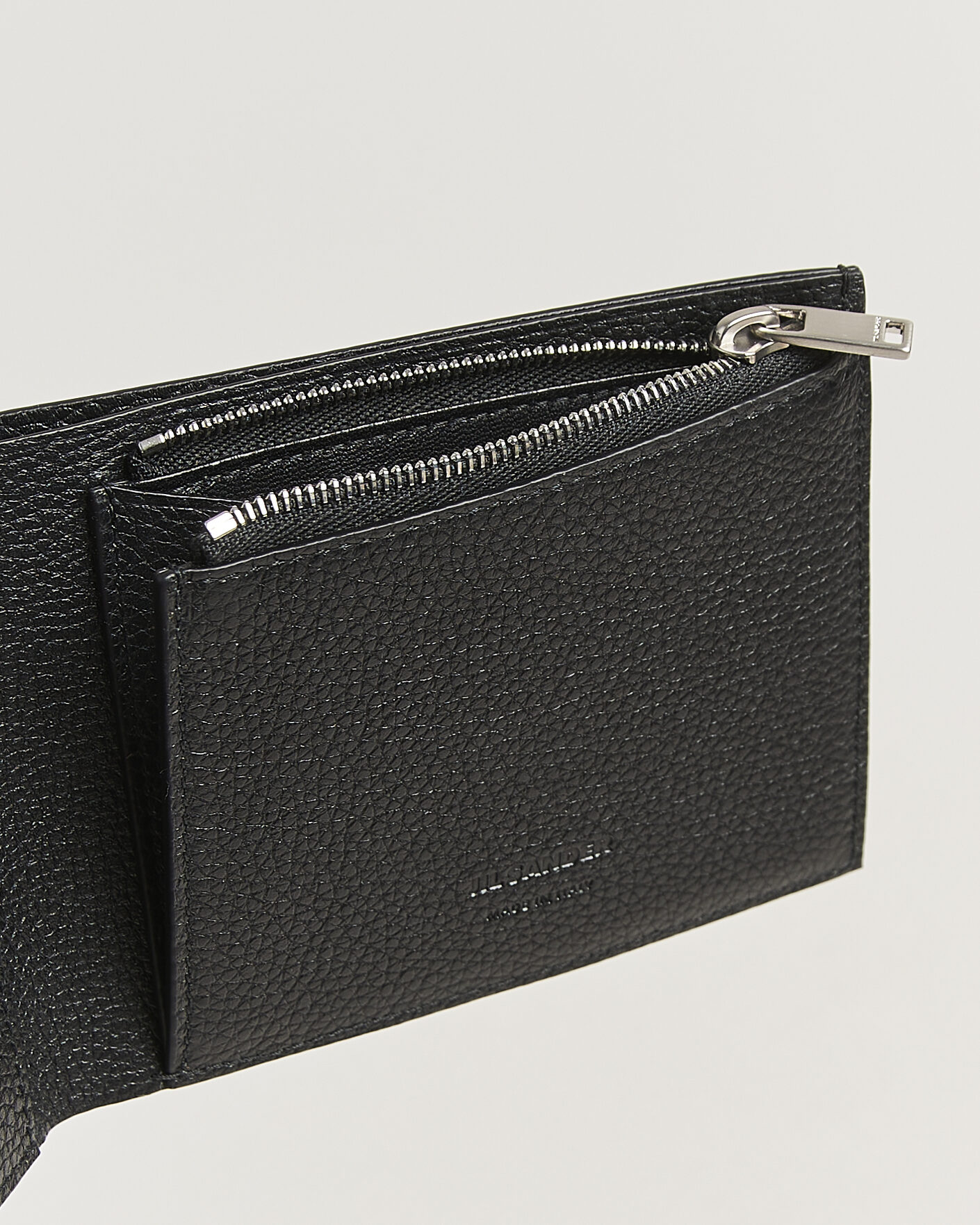 Hombres | Billeteras | Jil Sander | Grain Leather Zip Wallet Black