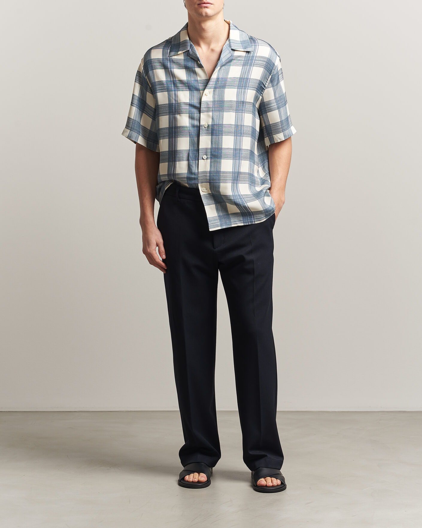 Hombres | Camisas | Jil Sander | Vichy Check Camp Shirt Blue/White