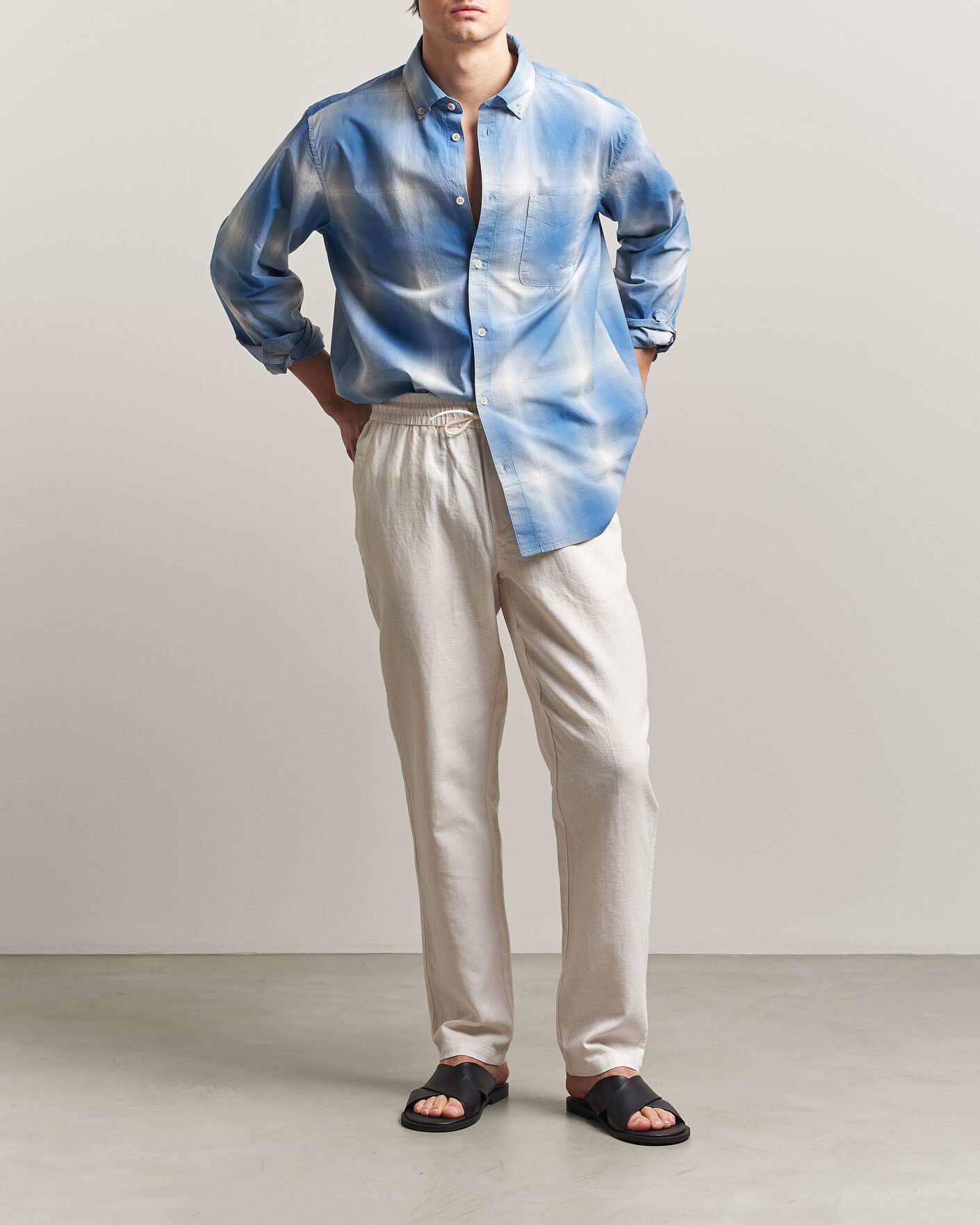 Hombres | Pantalones | LES DEUX | Patrick Heavy Linen/Cotton Pants Eggnog White