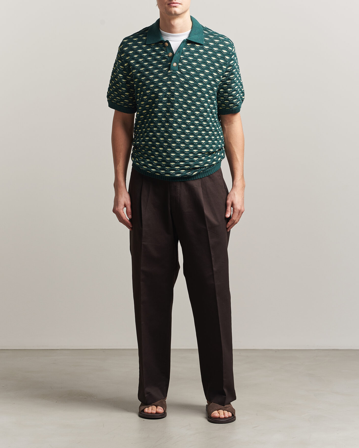 Hombres | Polos | LES DEUX | Esmay Shell Knitted Polo Sea Moss Green