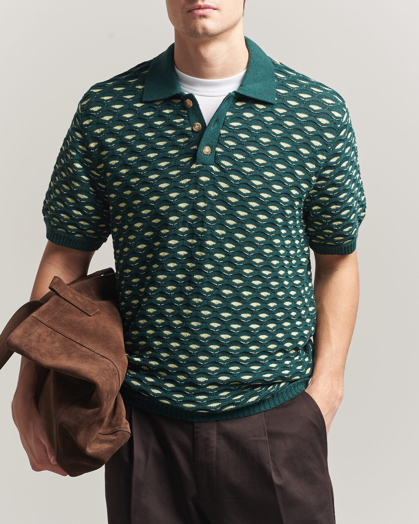 Hombres | Polos | LES DEUX | Esmay Shell Knitted Polo Sea Moss Green