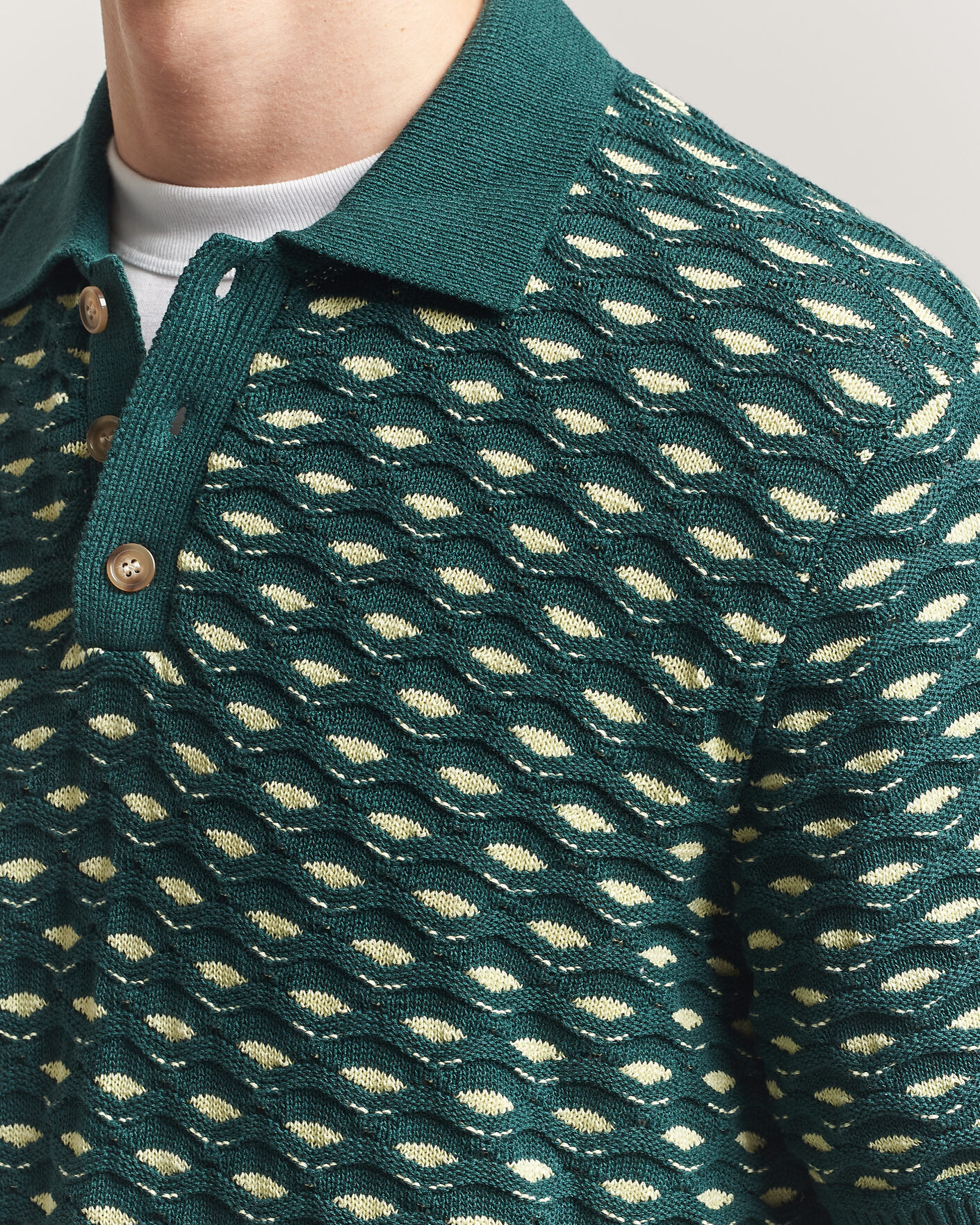 Hombres | Polos | LES DEUX | Esmay Shell Knitted Polo Sea Moss Green