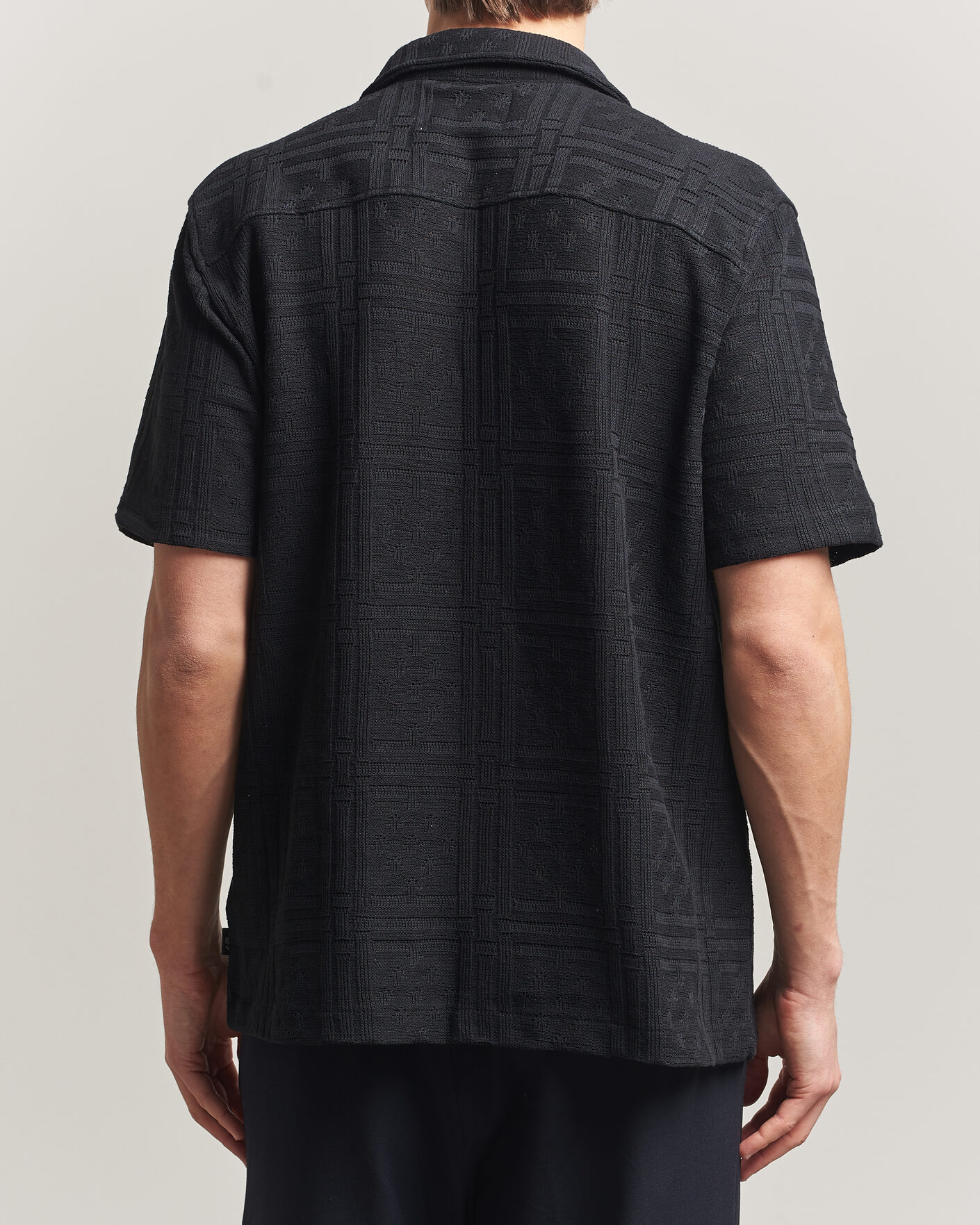 Hombres | Camisas | LES DEUX | Hector Pointelle Short Sleeve Shirt Black
