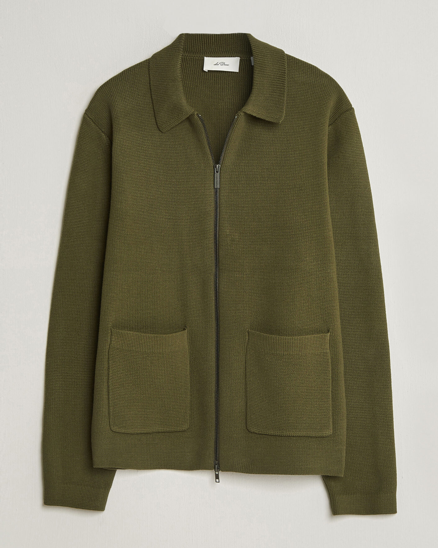 Hombres | Jerséis y prendas de punto | LES DEUX | Fisher Cotton Milano Zip Olive Night