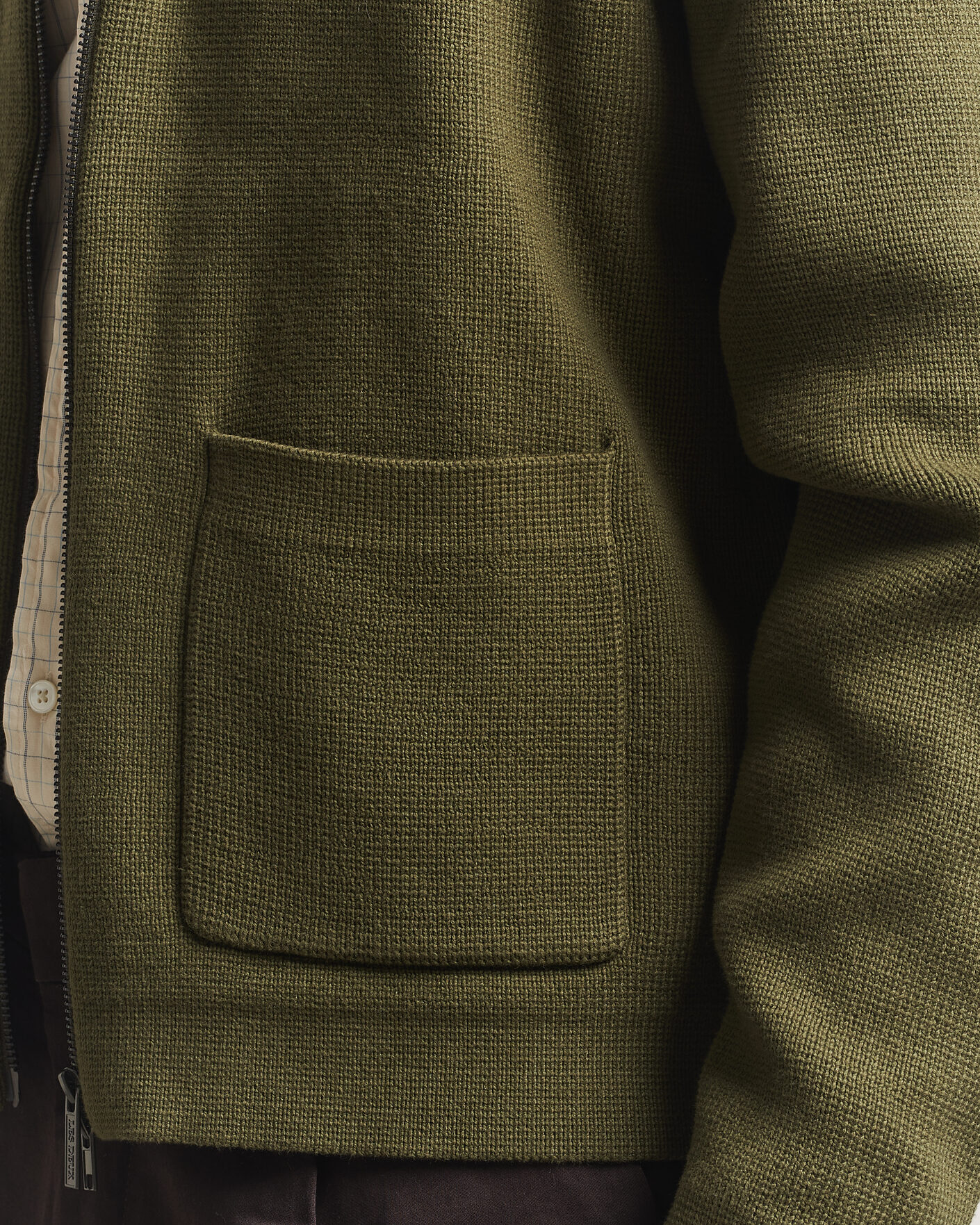 Hombres | Jerséis y prendas de punto | LES DEUX | Fisher Cotton Milano Zip Olive Night