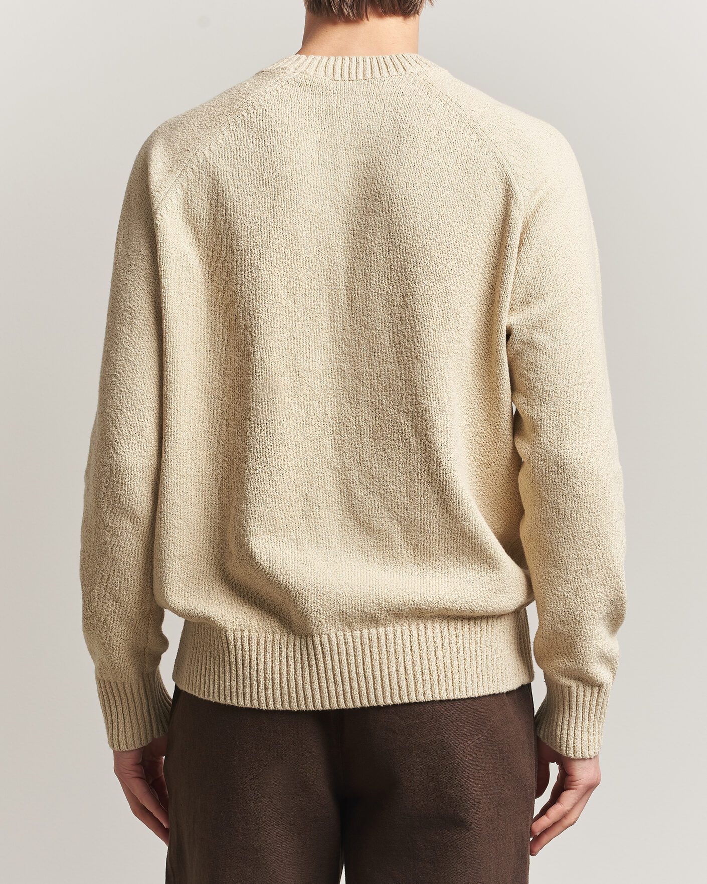 Hombres | Jerséis y prendas de punto | LES DEUX | Brad Knitted Roundneck Oyster Grey/White