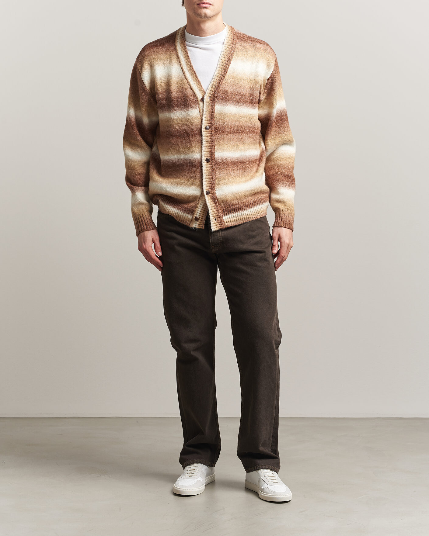 Hombres | Jerséis y prendas de punto | LES DEUX | Boston Gradient Knitted Cardigan Teak Brown