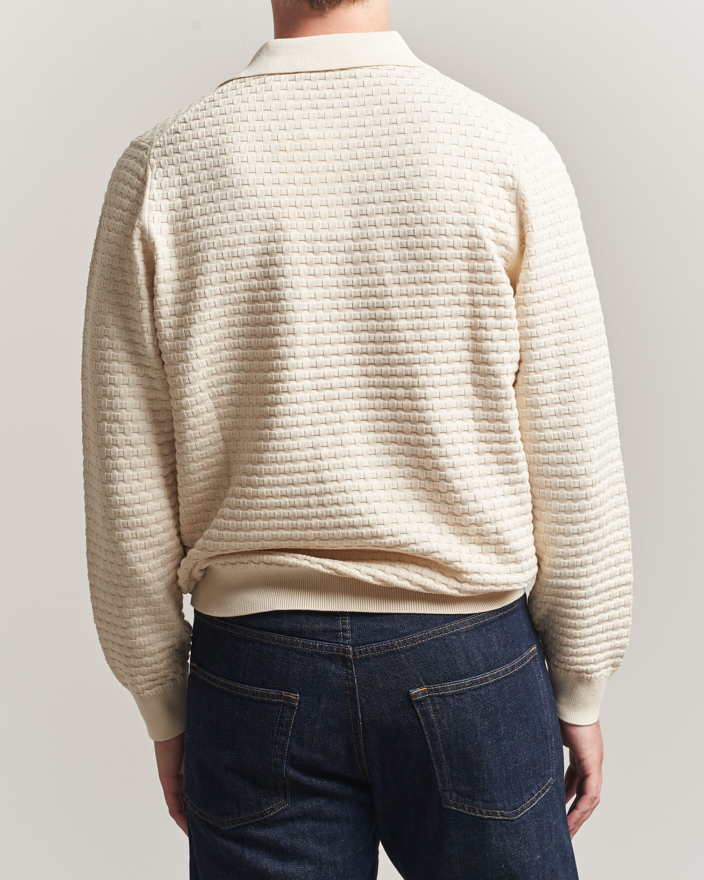 Hombres | Jerséis y prendas de punto | LES DEUX | Billy Weave Knitted Polo Light Ivory
