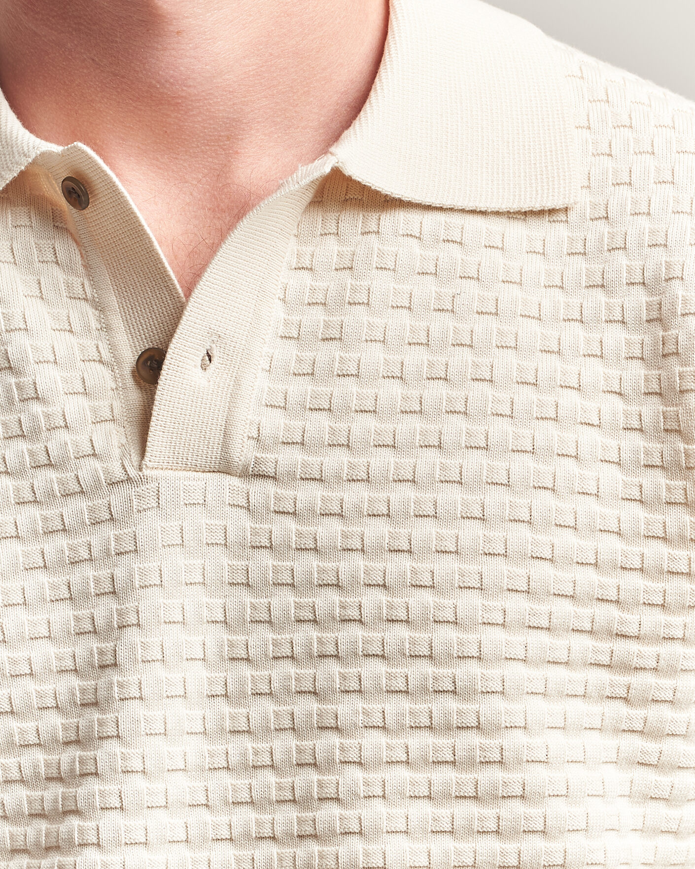 Hombres | Jerséis y prendas de punto | LES DEUX | Billy Weave Knitted Polo Light Ivory
