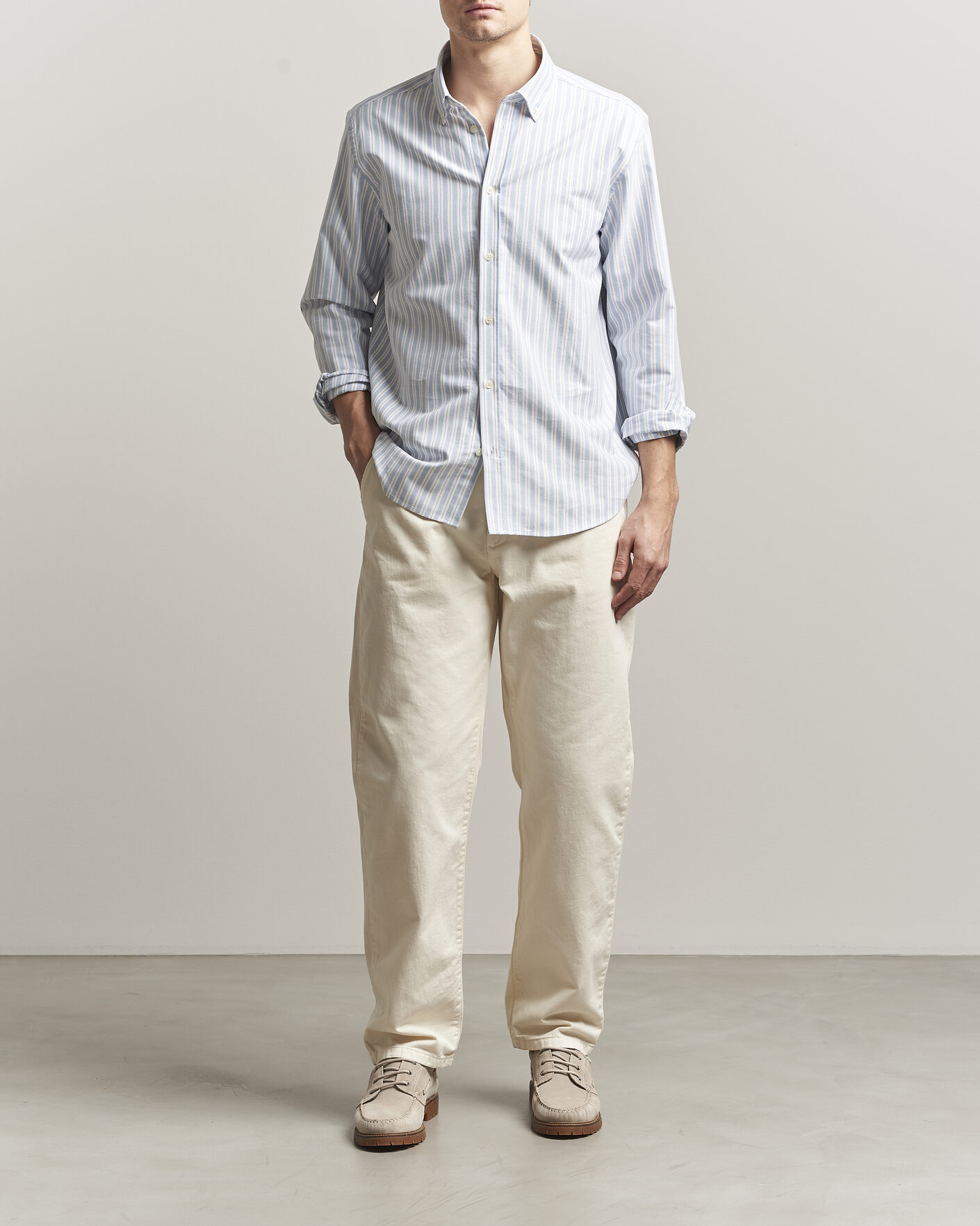 Hombres | Camisas | LES DEUX | Konrad Striped Oxford Shirt Allure Blue