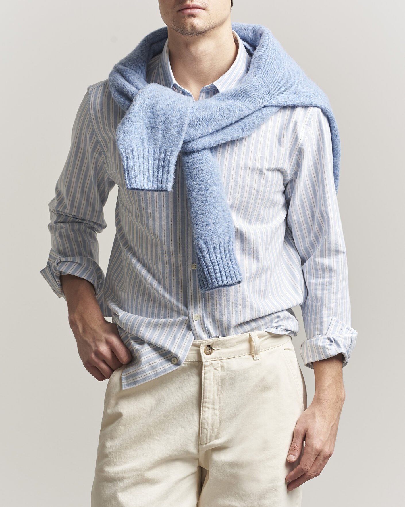 Hombres | Camisas | LES DEUX | Konrad Striped Oxford Shirt Allure Blue