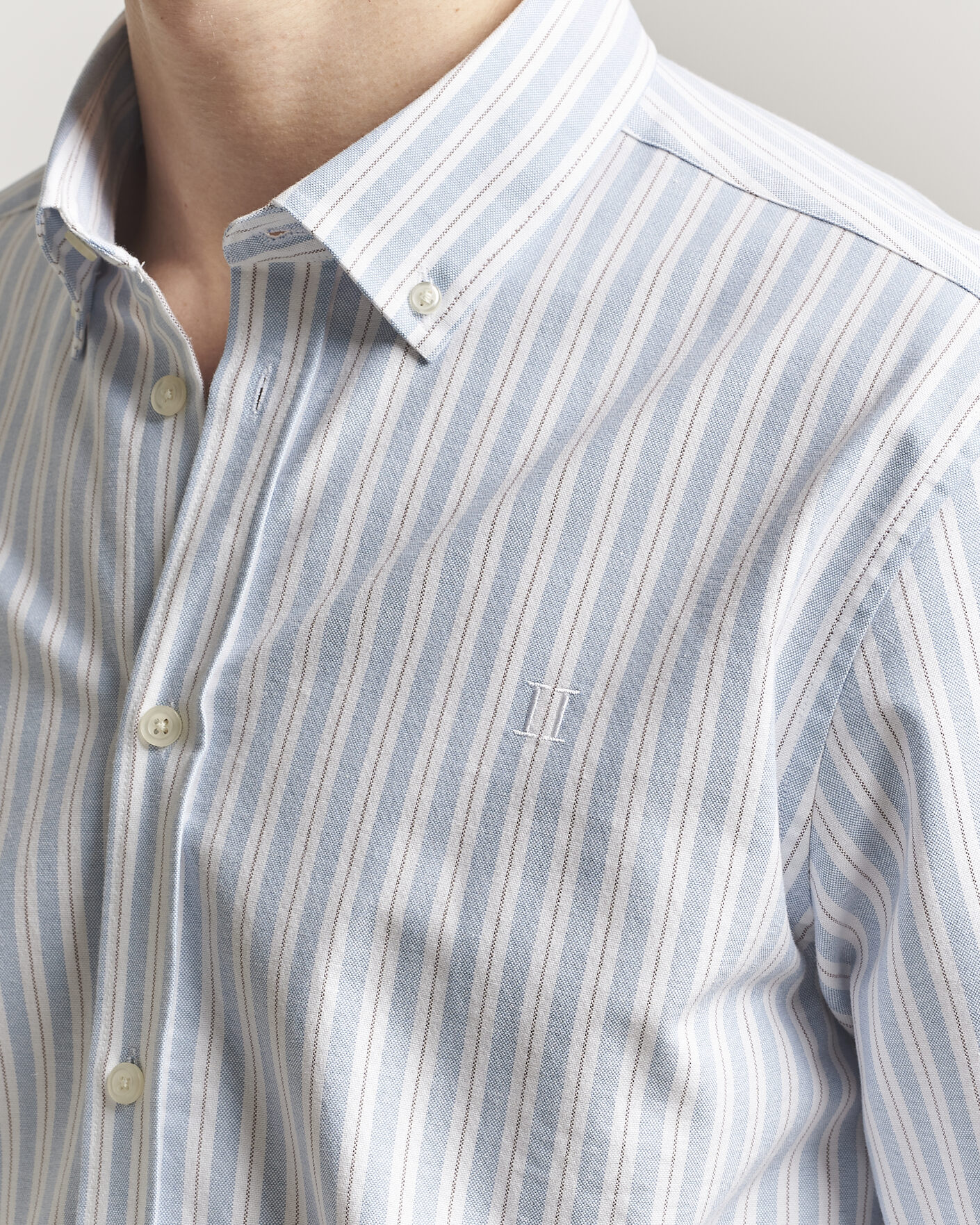 Hombres | Camisas | LES DEUX | Konrad Striped Oxford Shirt Allure Blue