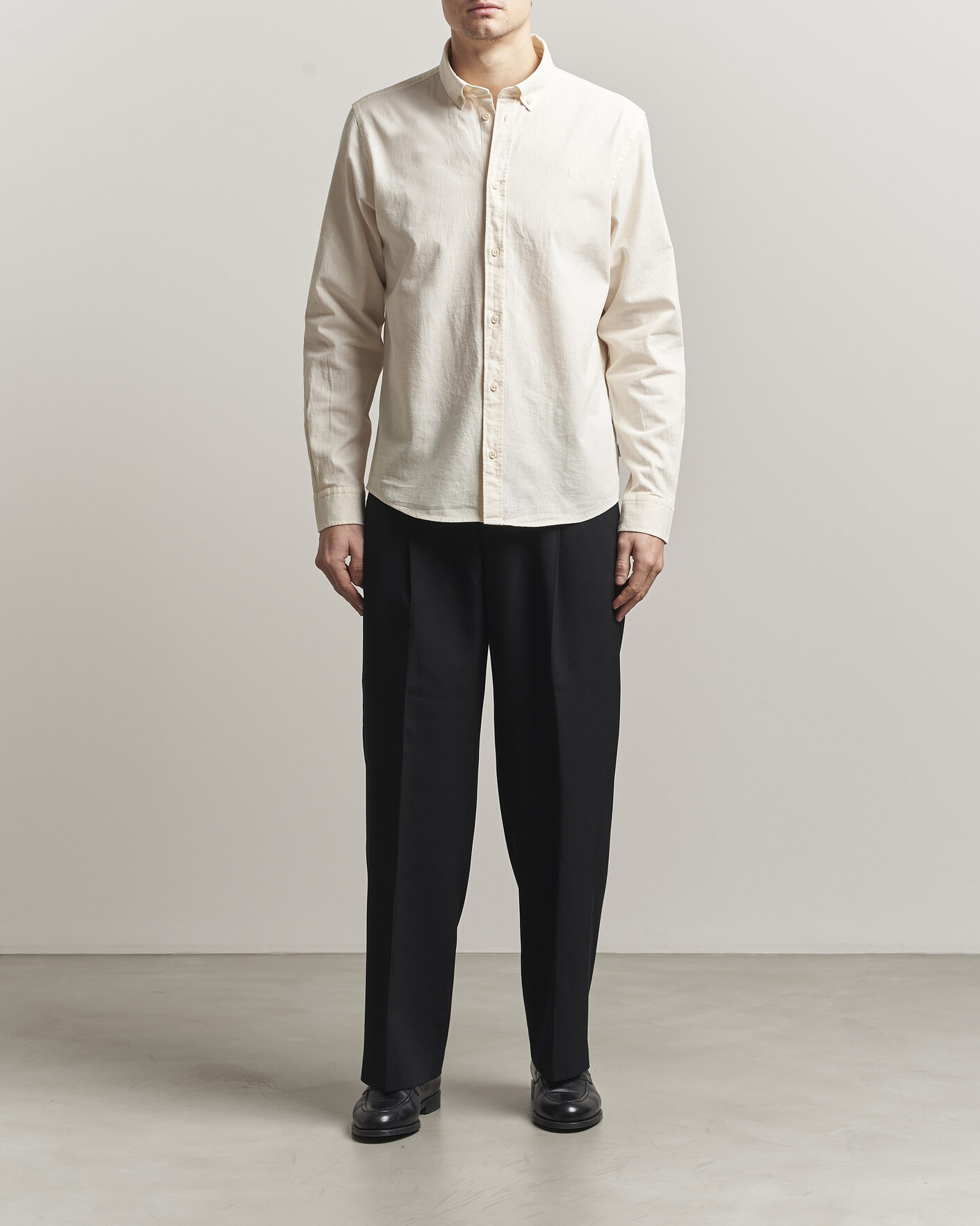 Hombres | Camisas | LES DEUX | Konrad Cotton/Linen Shirt Eggnog White