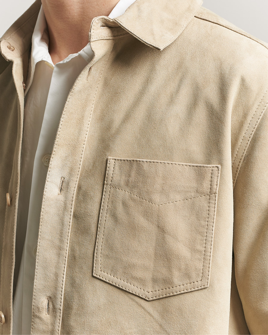 Hombres | Camisas | LES DEUX | Bertram Suede Overshirt Light Sand