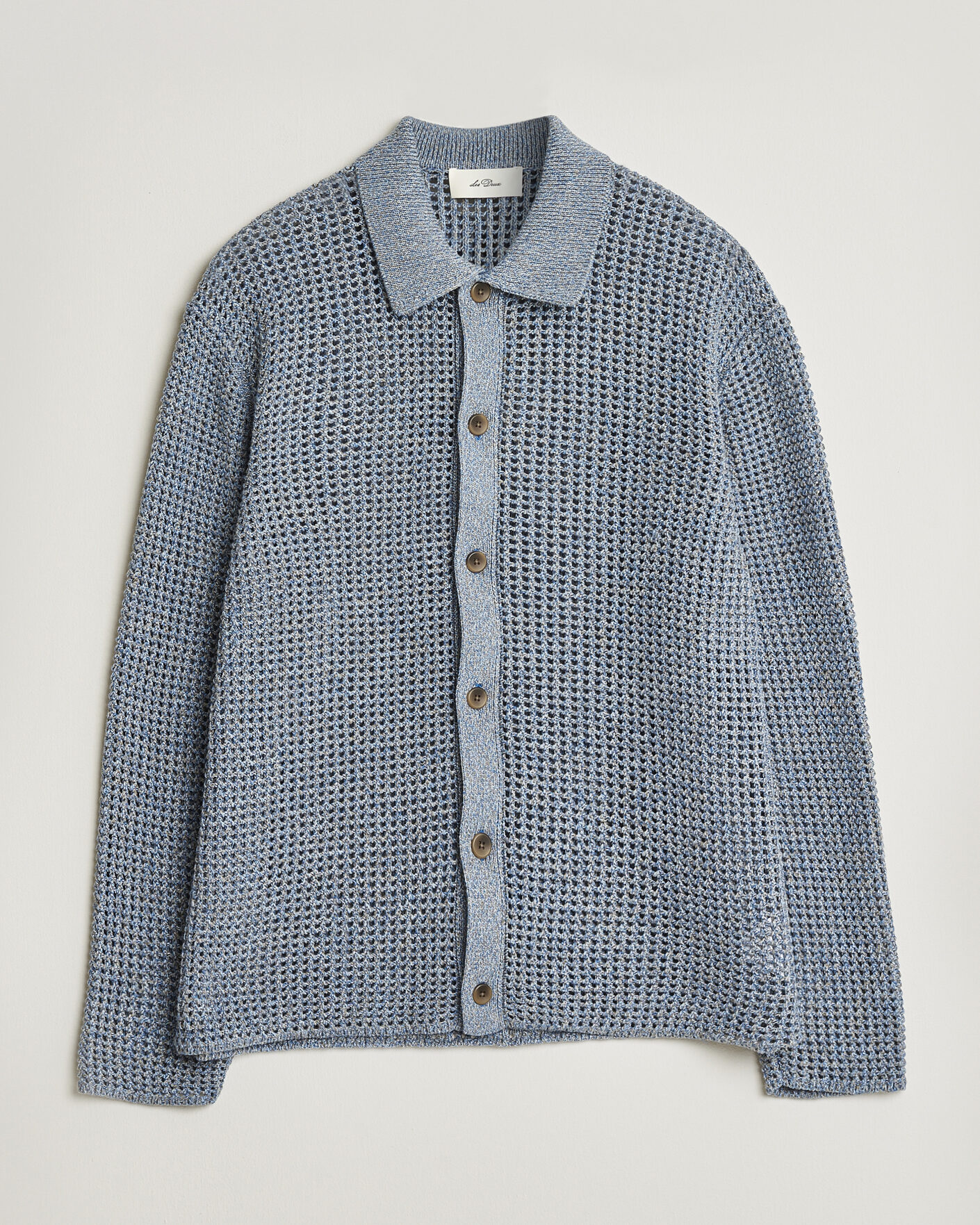 Hombres | Jerséis y prendas de punto | LES DEUX | Gerald Knitted Shirt Dark Denim Blue