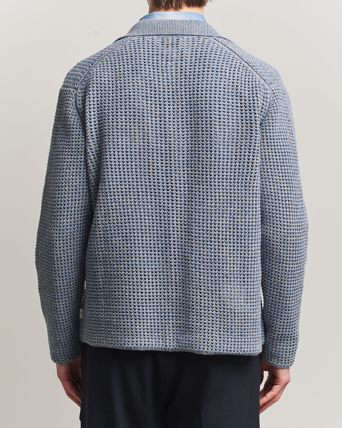 Hombres | Jerséis y prendas de punto | LES DEUX | Gerald Knitted Shirt Dark Denim Blue