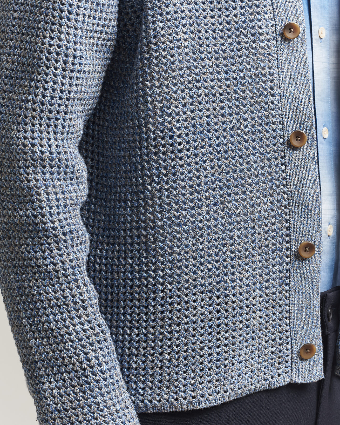 Hombres | Jerséis y prendas de punto | LES DEUX | Gerald Knitted Shirt Dark Denim Blue