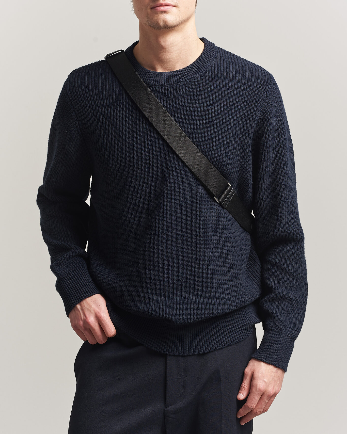 Hombres | Jerséis y prendas de punto | LES DEUX | Garry Rib Crew Neck Knit Dark Navy