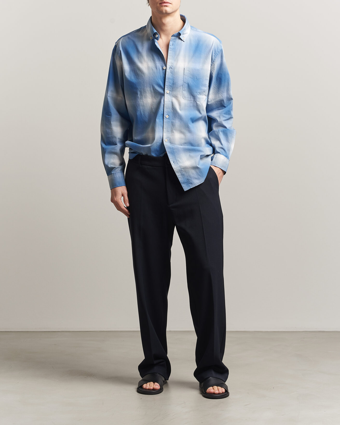 Hombres | Camisas | LES DEUX | Kent Shadowcheck Shirt Palace Blue