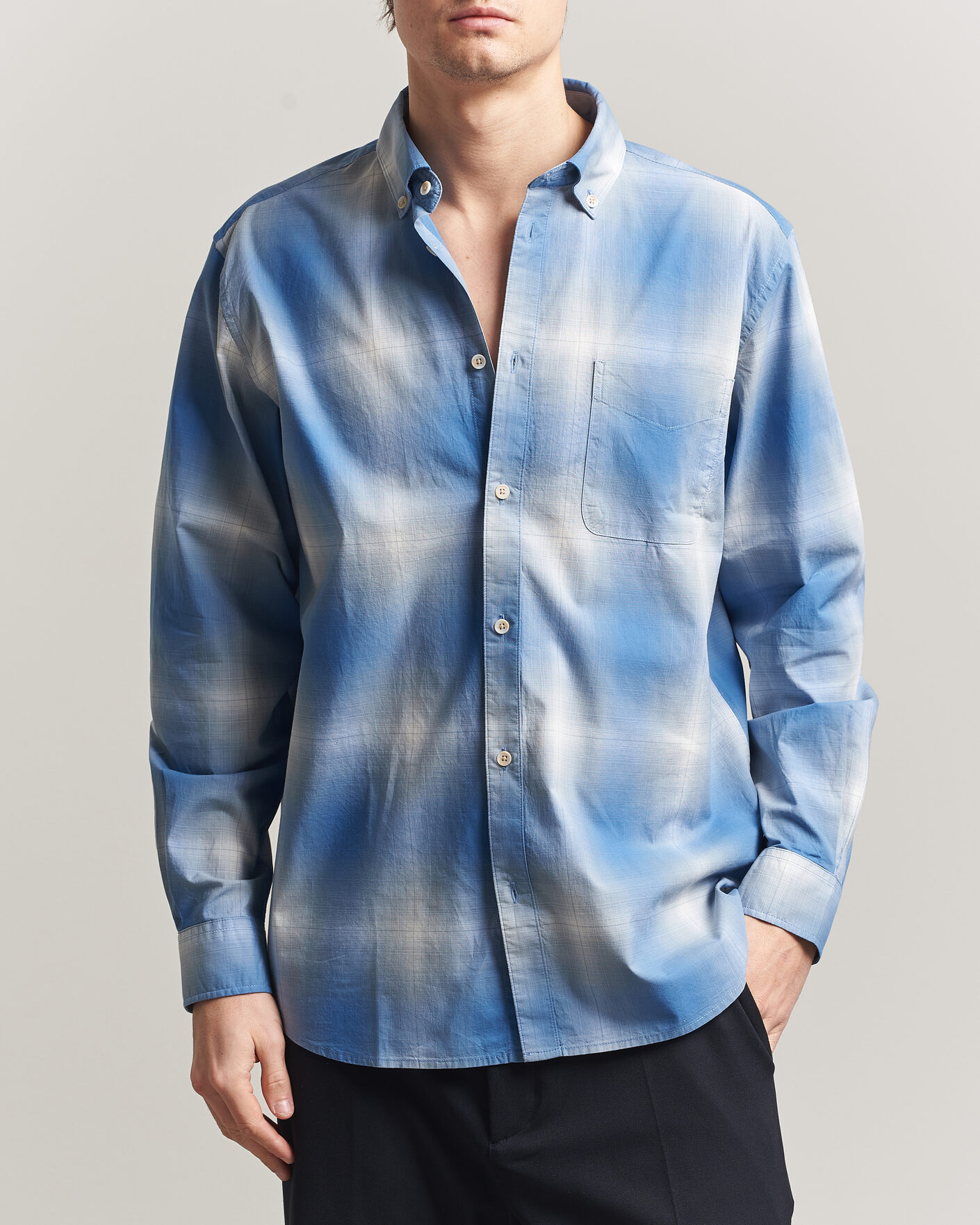 Hombres | Camisas | LES DEUX | Kent Shadowcheck Shirt Palace Blue